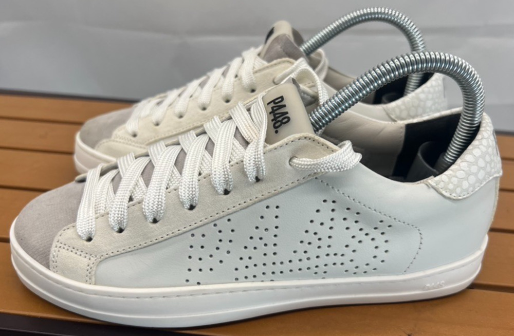 P448 John Women's White Leather Low Top Sneakers. EU 37 / US 7] Made In Italy